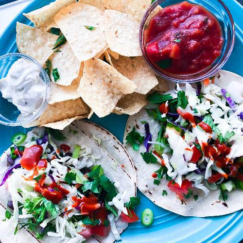 One of my favourite weeknight recipes is plant-based, black bean tacos.