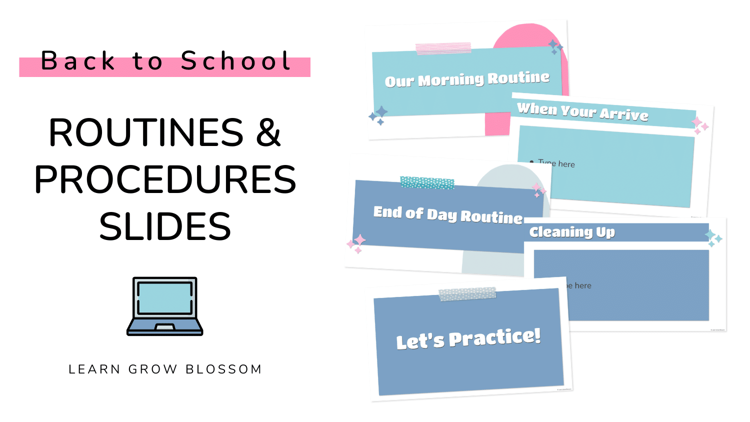 Screenshots of back to school classroom routines and procedures slides