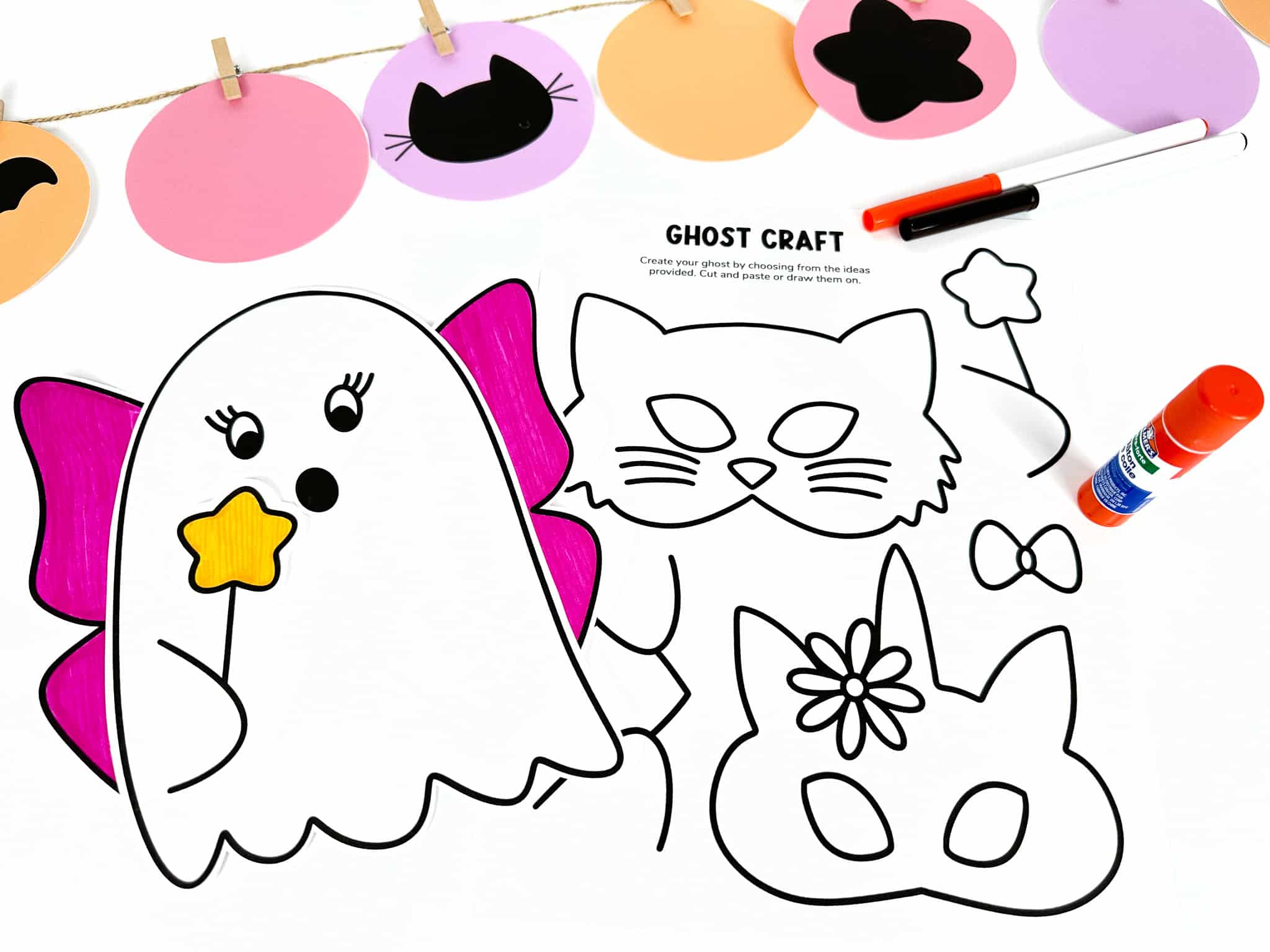 Photo showing the ghost craft templates and decoration pieces and halloween bulletin board banner