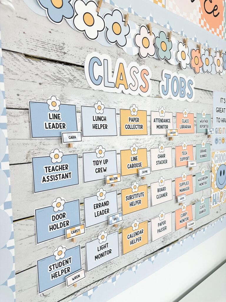 Boho classroom jobs display