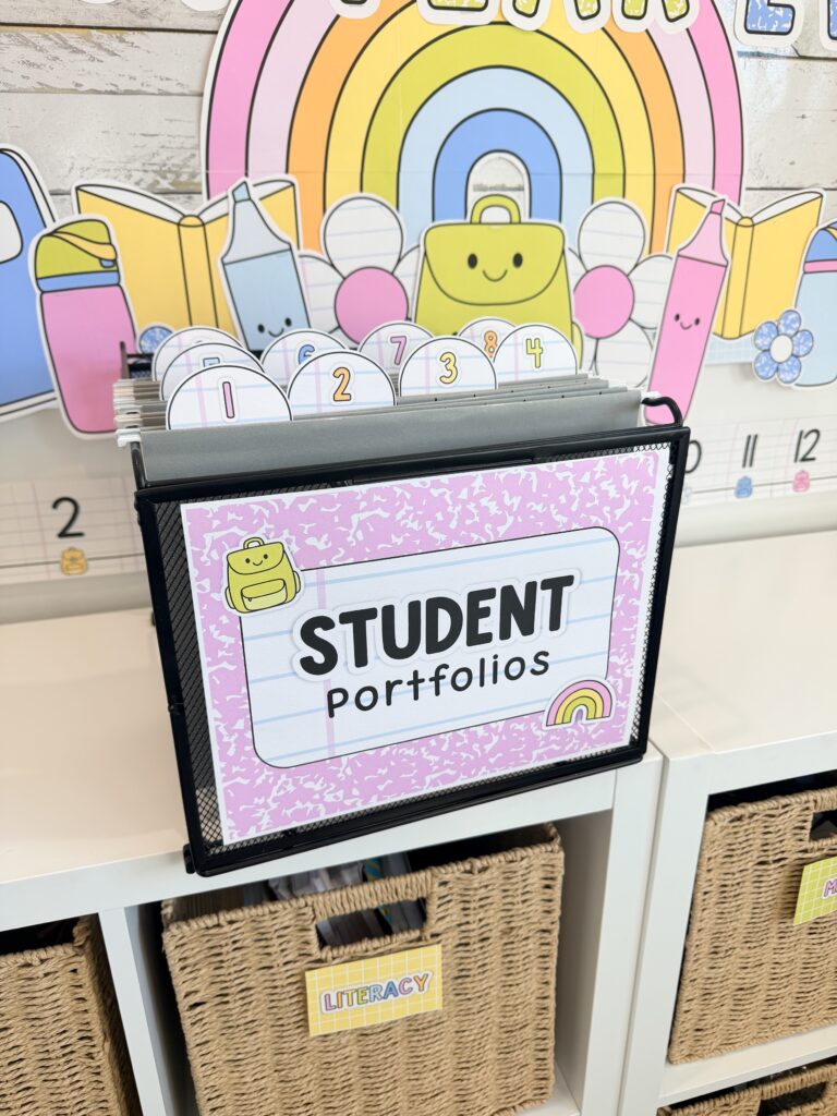 bright classroom decor student files