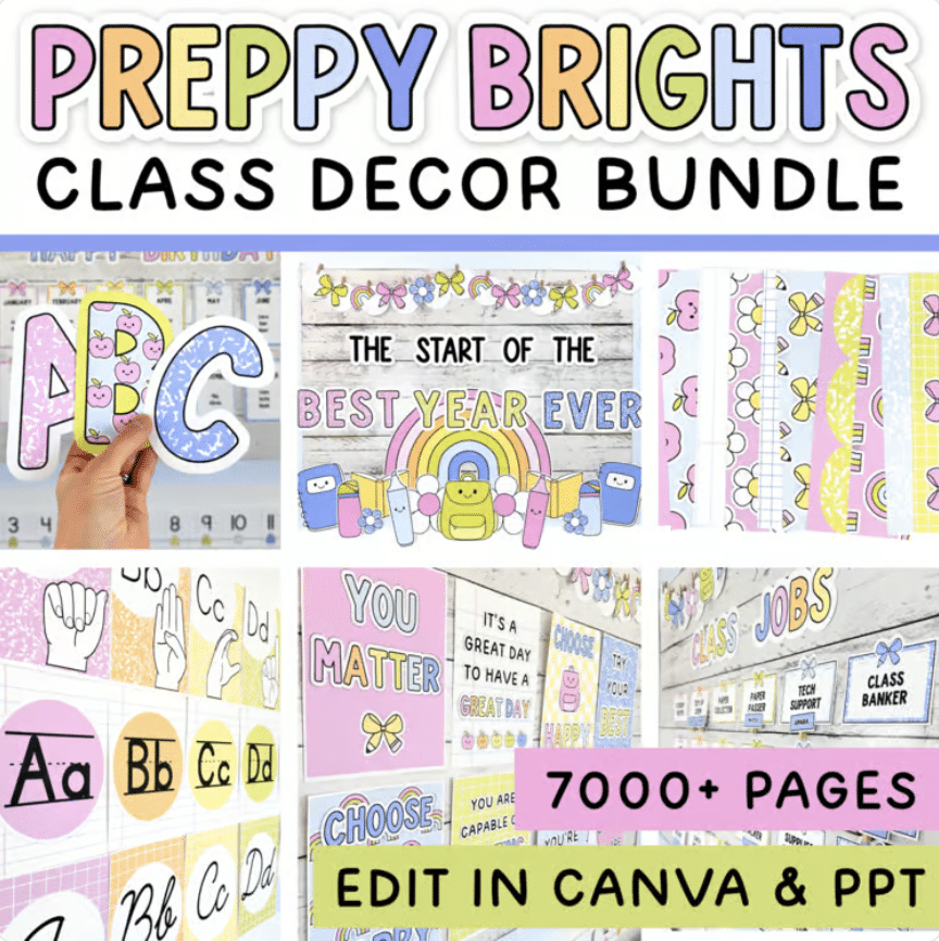 Preppy Bright Classroom Decor bundle cover photo