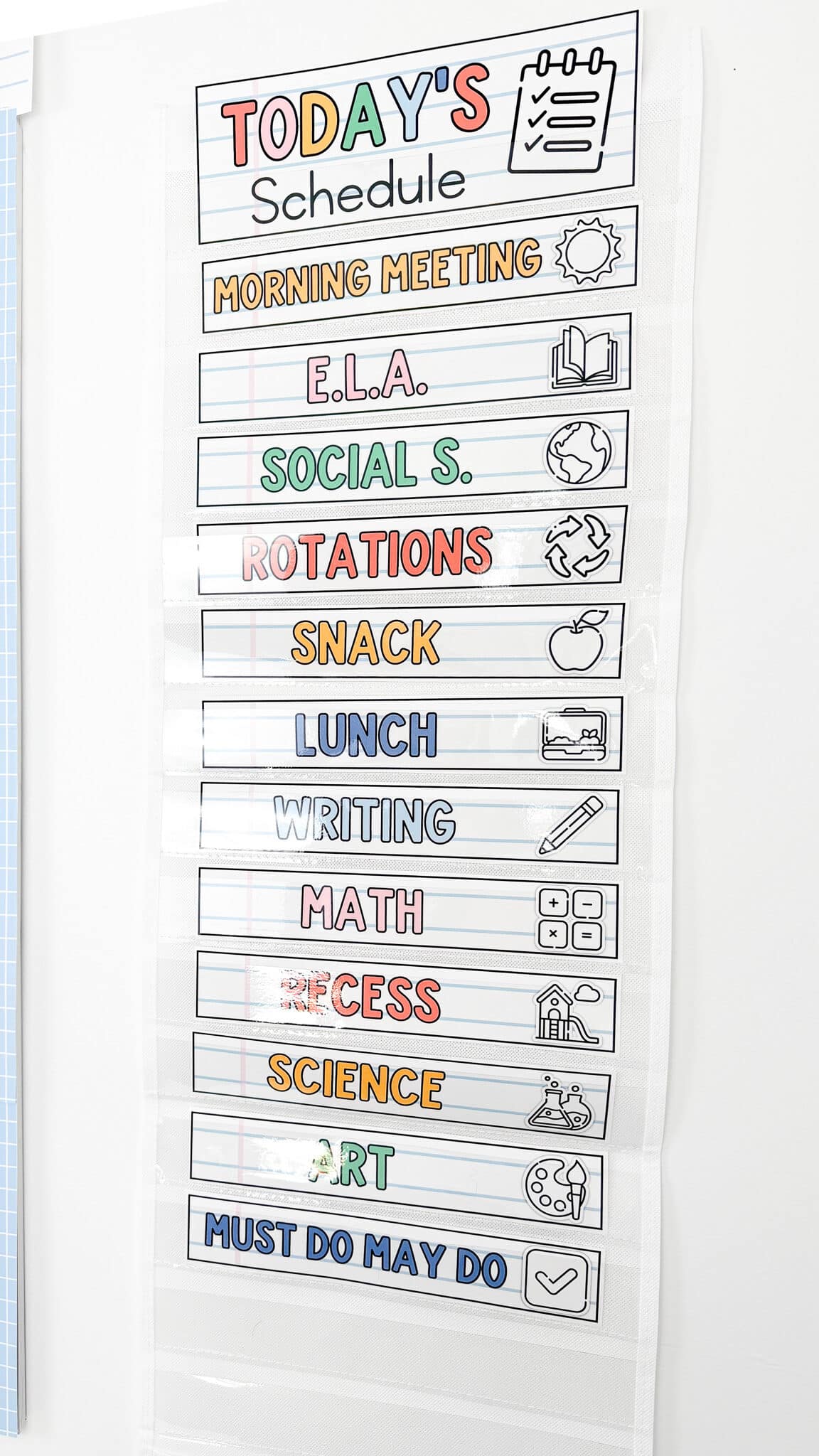 90s classroom decor - today's schedule