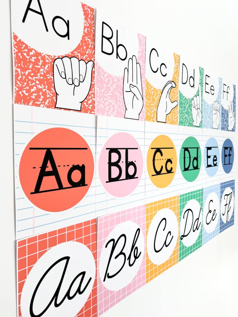 90s classroom decor - sets of alphabet posters