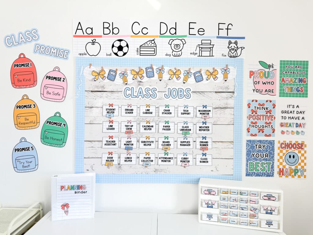 90s classroom decor - a class jobs chart