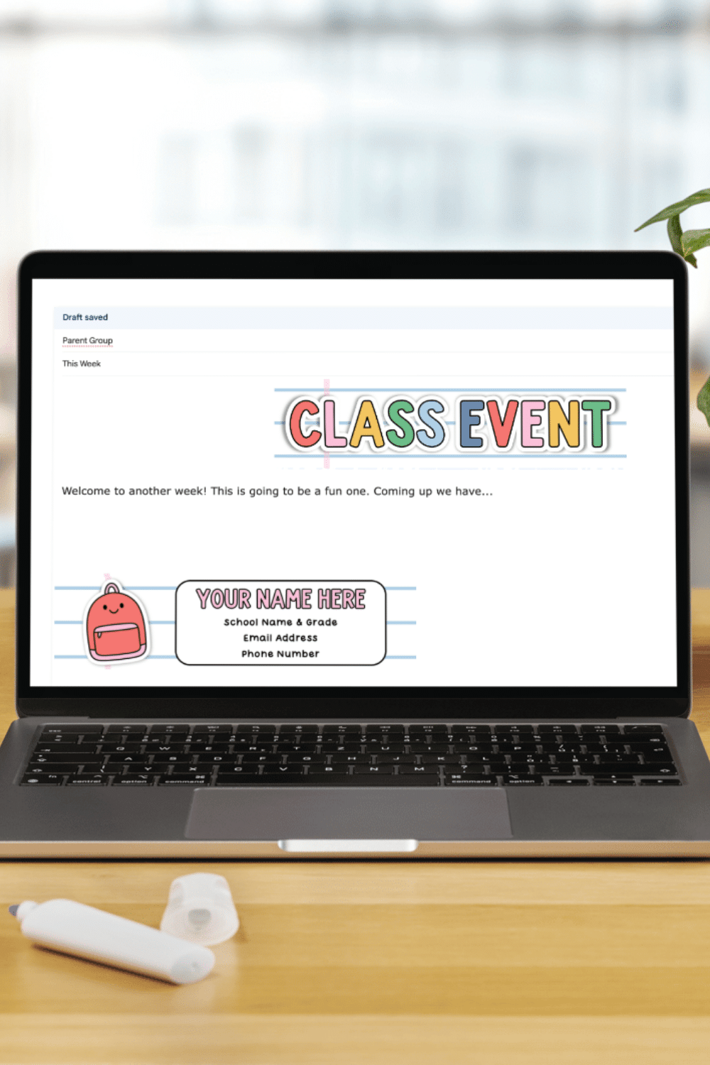 computer with an email showing the teacher email signature and header