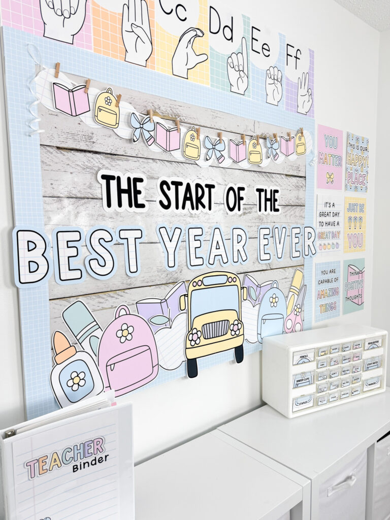 pastel classroom theme bulletin board