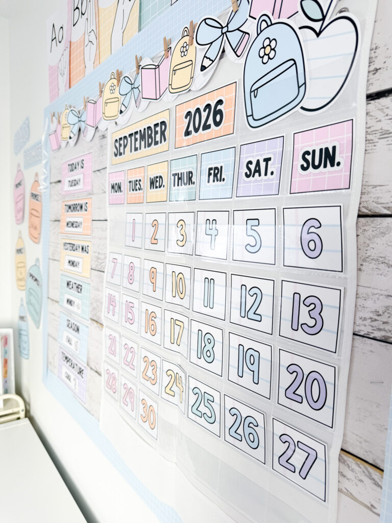 pastel classroom theme calendar