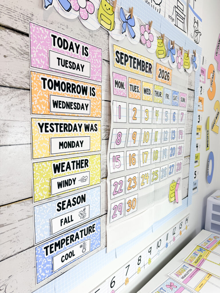 bright classroom theme calendar