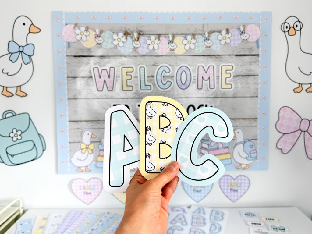 pastel silly goose classroom theme letters