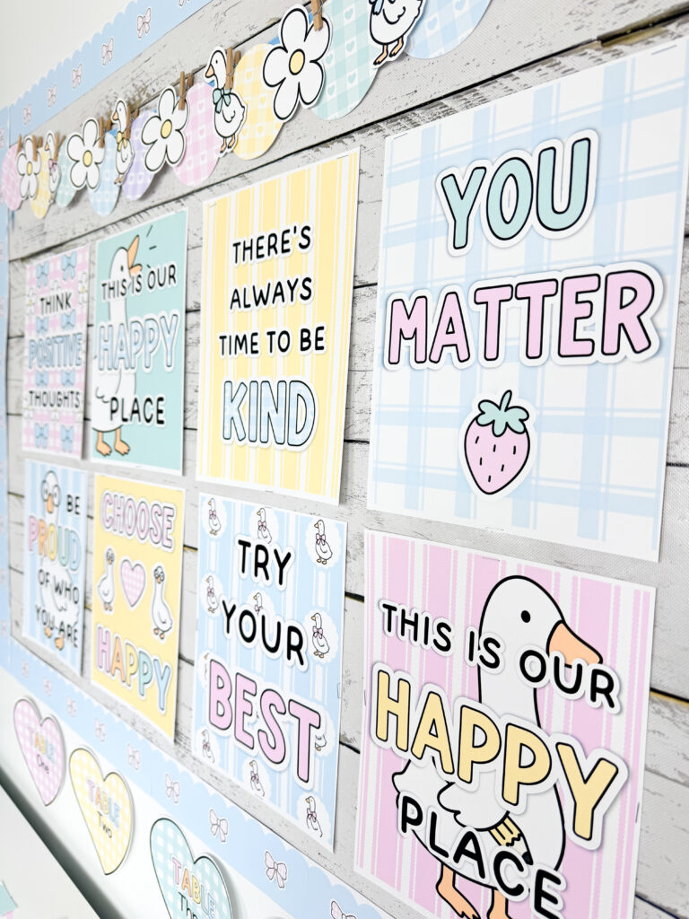 pastel silly goose classroom theme posters