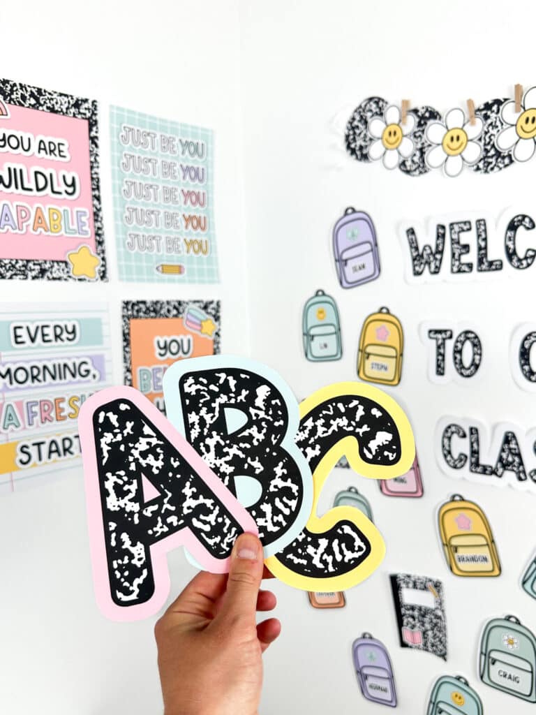 composition notebook printable bulletin board letters