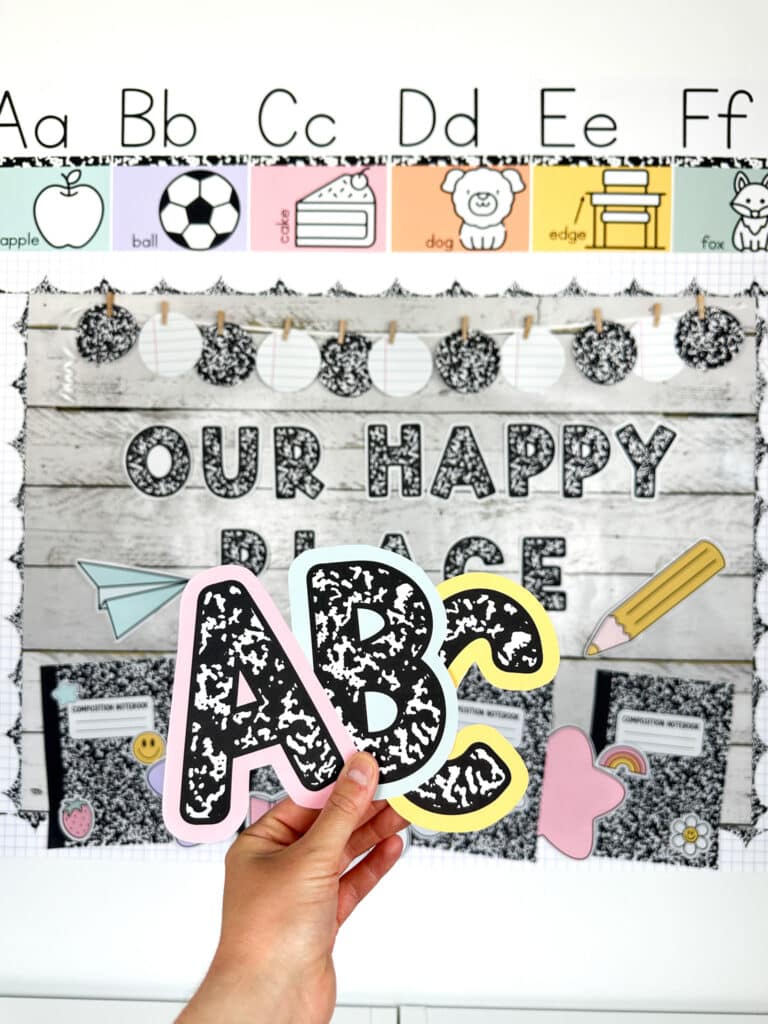 composition notebook printable bulletin board letters