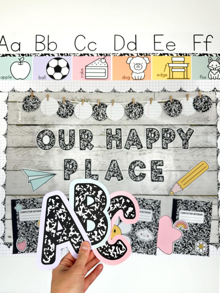 composition notebook printable bulletin board letters