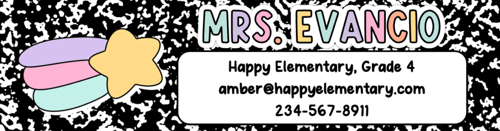 a composition notebook teacher email signature