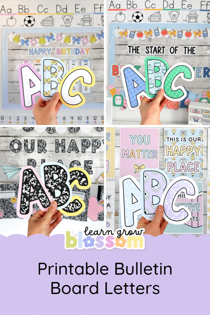 4 choices of printable bulletin board letters for classroom decor