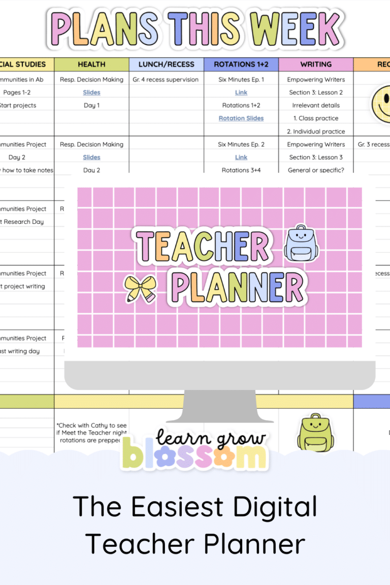 an image of a laptop showing a digital teacher planner